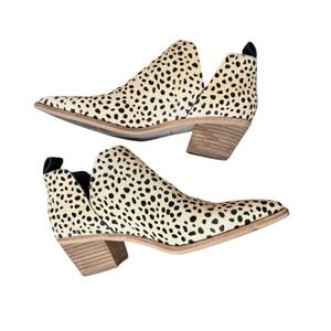 Dolce Vita Cow Fur Leopard Print Slip-On Ankle Booties Block Heel Size 7.5 Siren